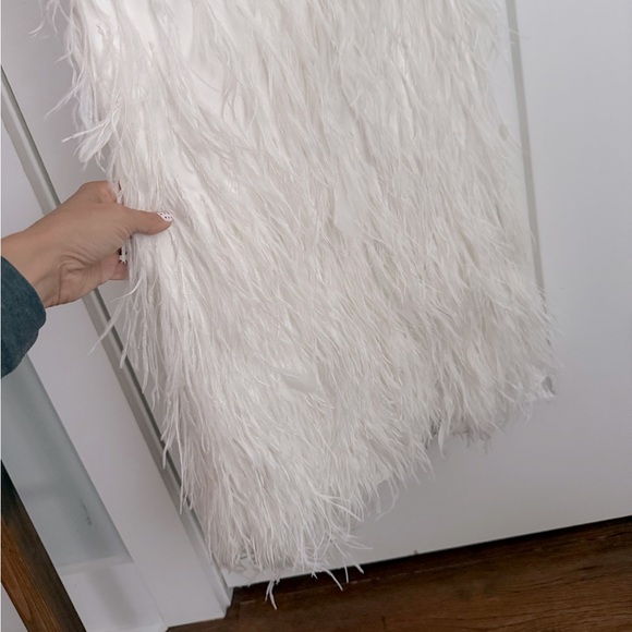 Cult Gaia Mariana Silk Feather Trimmed Strapless Gown Off White Bridal Wedding - Picture 9 of 14